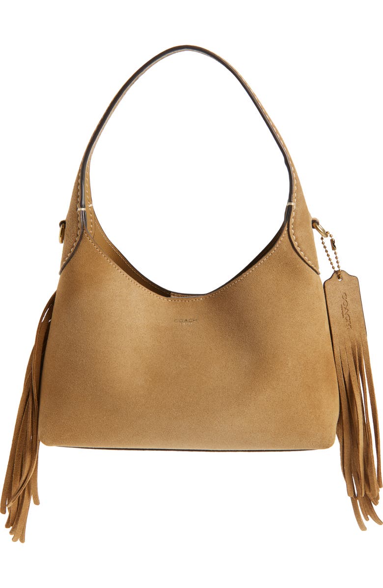 COACH Brooklyn 23 Fringe Suede Shoulder Bag, Main, color,