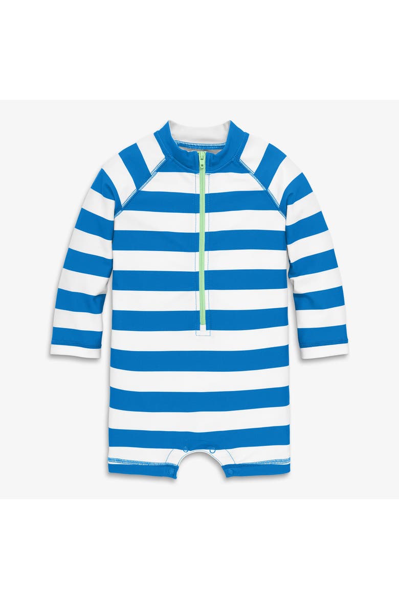 Baby One-Piece Rash Guard In Stripe, Alternate, color, Blueberry White Stripe