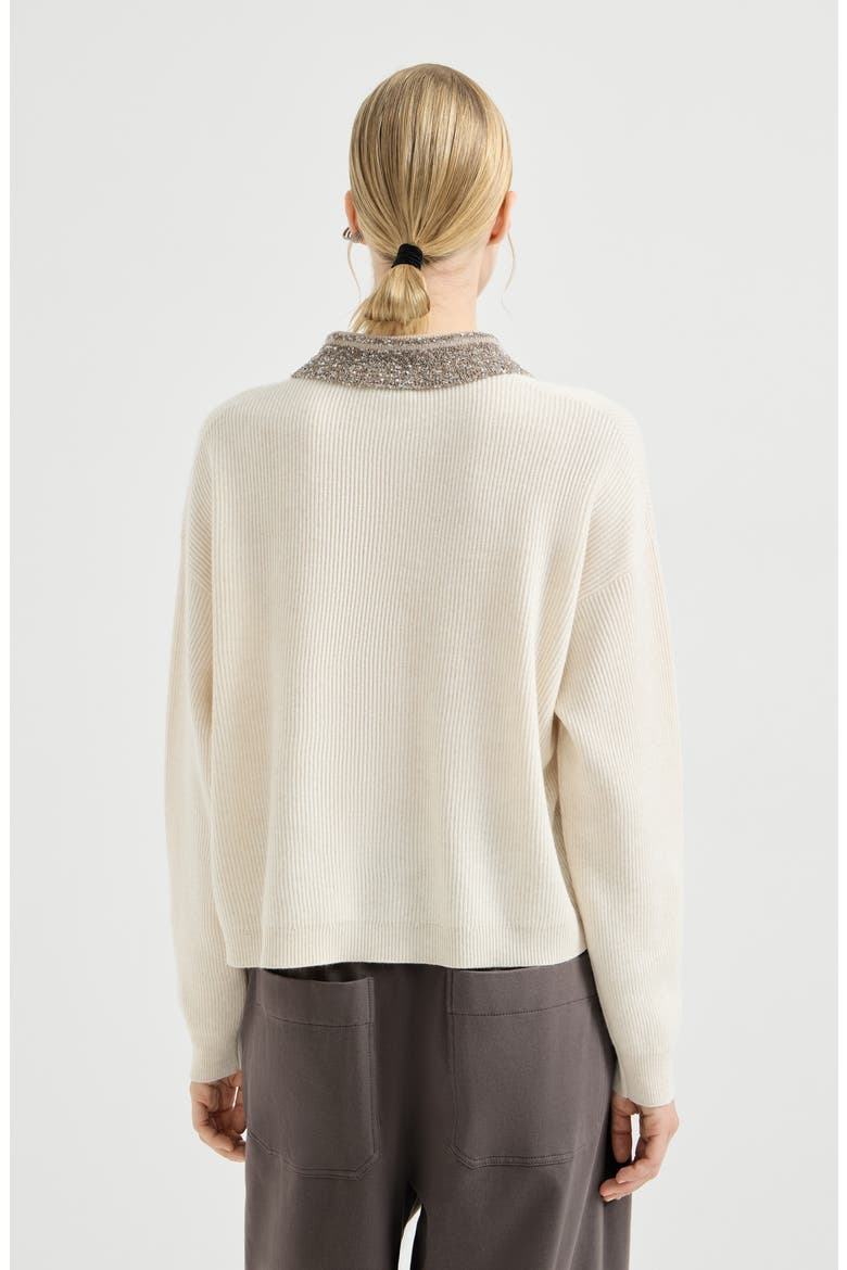 Polo with dazzling collar, Alternate, color, Beige