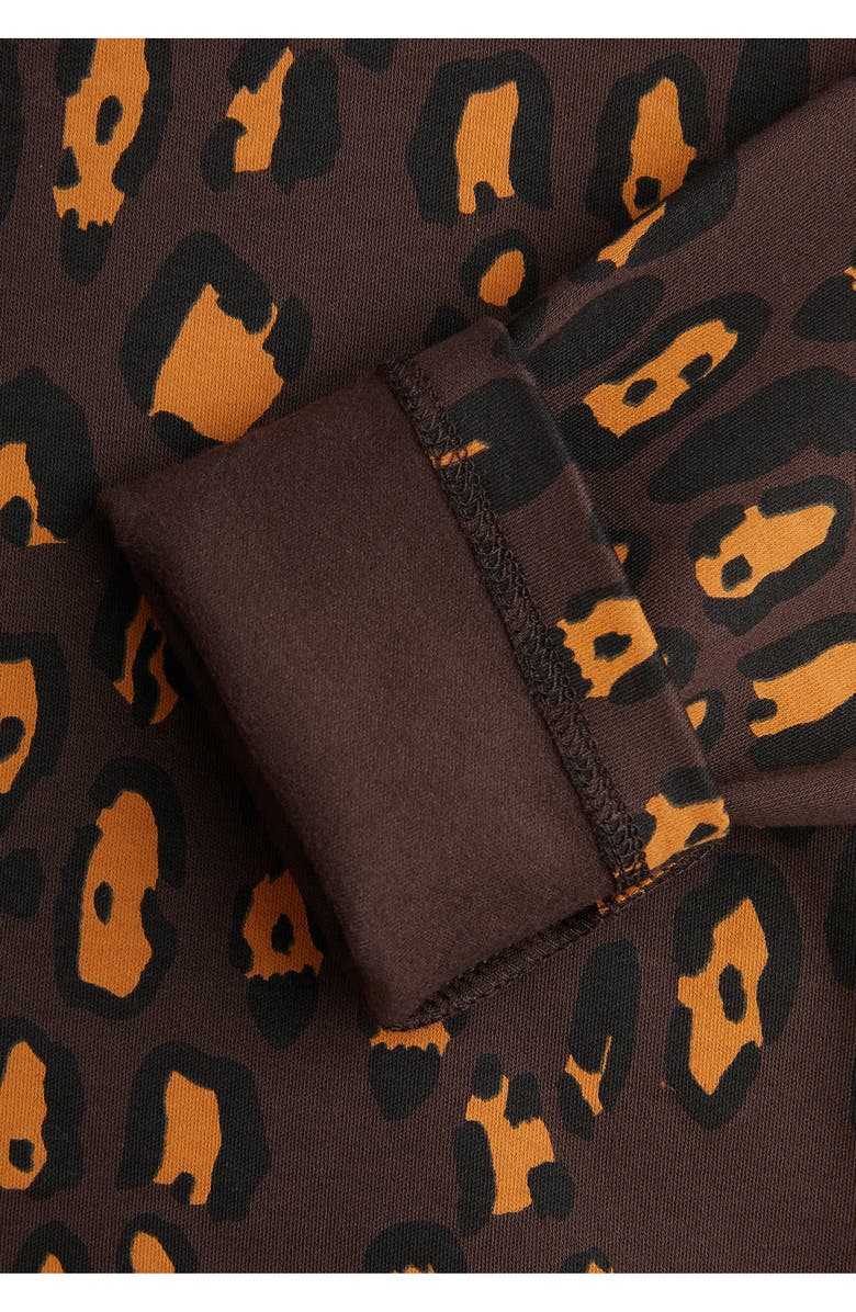 Mini Rodini Kids' Leopard Print Long Sleeve Cotton Half-Zip Sweatshirt Dress, Alternate, color,