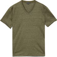 John Varvatos Wooster Slim Fit V-Neck Burnout Linen T-Shirt