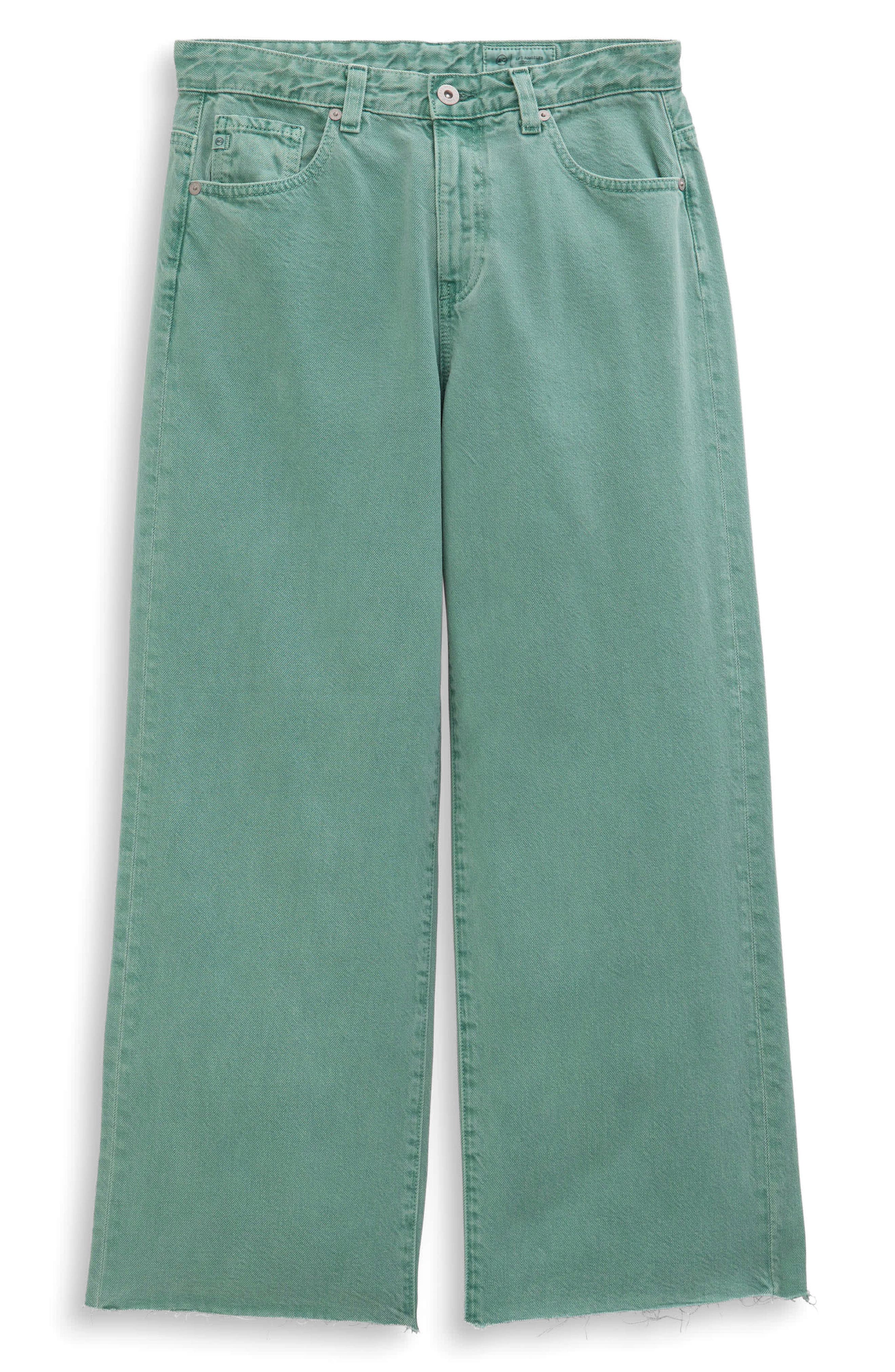 AG Saige Raw Hem Mid Rise Ankle Wide Leg Jeans (Women) | Nordstrom