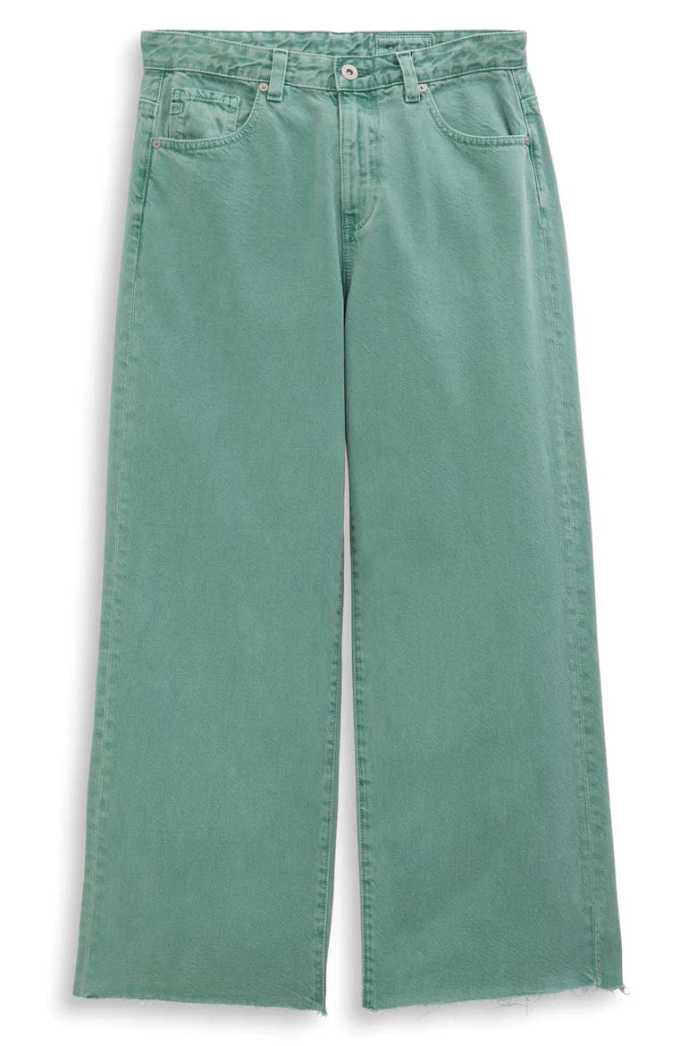 Saige Raw Hem Mid Rise Ankle Wide Leg Jeans, Alternate, color, SULFUR SUNWASHED JADE