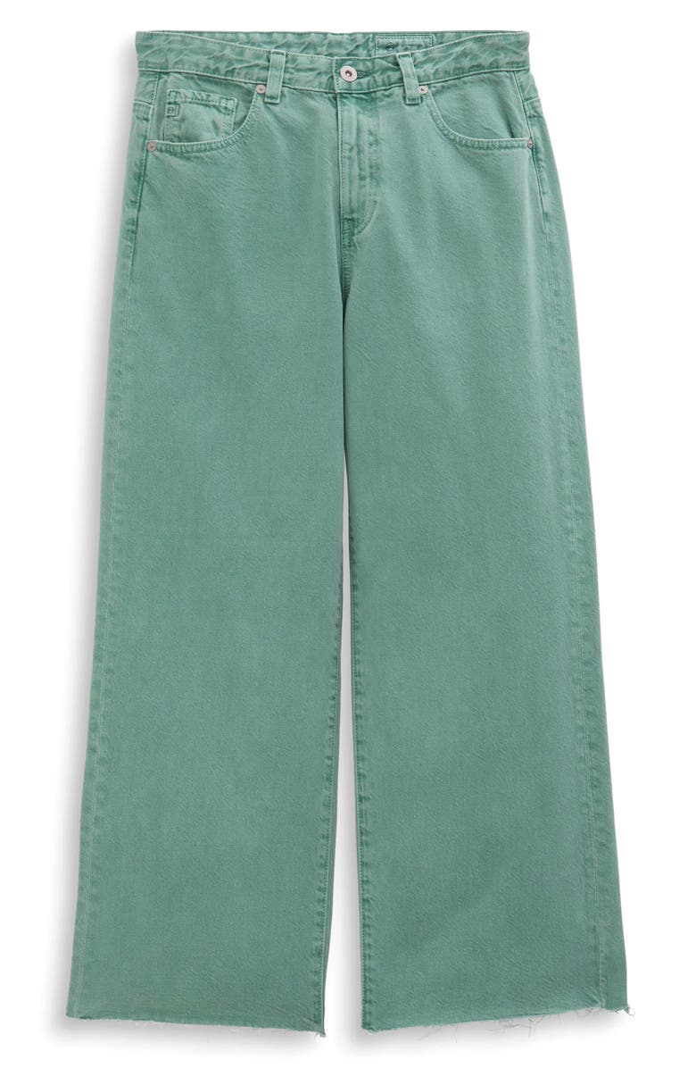AG Saige Raw Hem Mid Rise Ankle Wide Leg Jeans, Alternate, color, Sulfur Sunwashed Jade