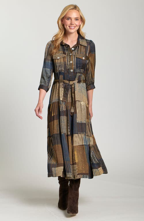 Apny Mixed Print Tiered Shirtdress In Multi