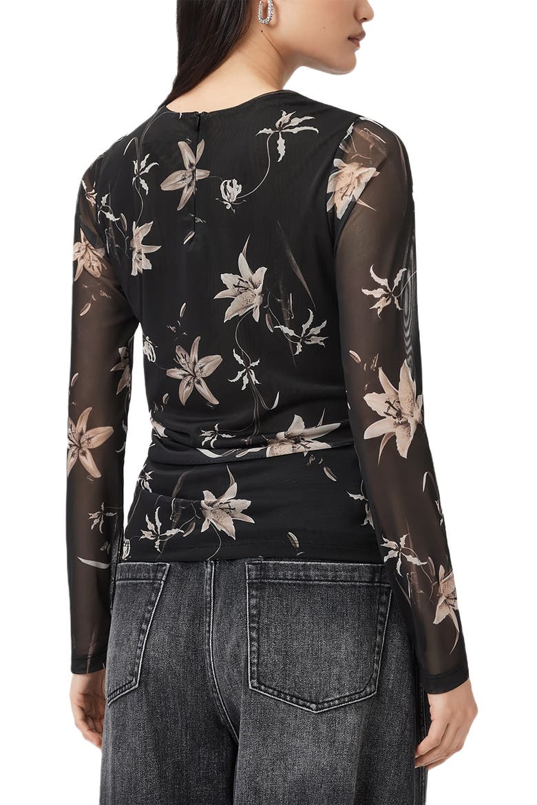 Caia Floral Mesh Top, Alternate, color, PETRA SEPIA BROWN