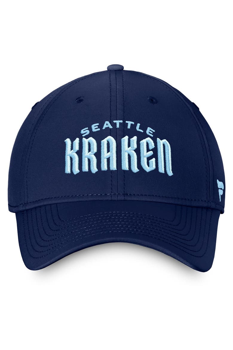 Men's Fanatics Branded Deep Sea Blue Seattle Kraken Wordmark Flex Hat, Alternate, color, Navy