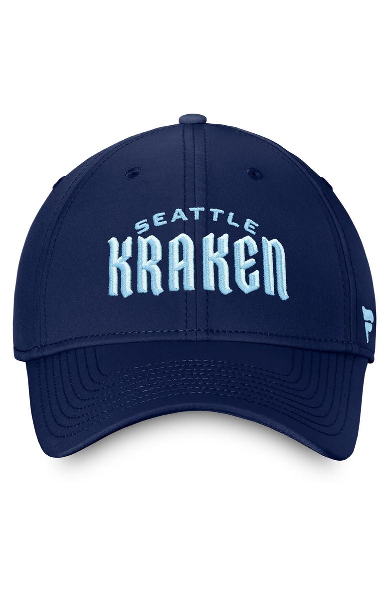 FANATICS Men's Fanatics Branded Deep Sea Blue Seattle Kraken Wordmark Flex Hat, Alternate, color, Navy