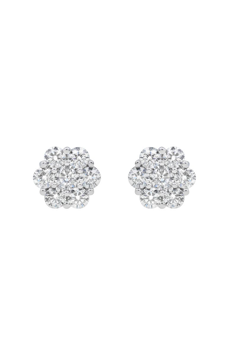 LuvMyJewelry Solace 14K White Gold Flower Cluster Diamond Unisex Earrings - 1.80 Ct, Alternate, color, 14K White Gold