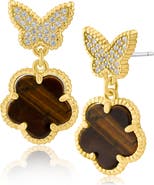 CZ by Kenneth Jay Lane Cubic Zirconia Pavé Butterfly Clover Drop Earrings