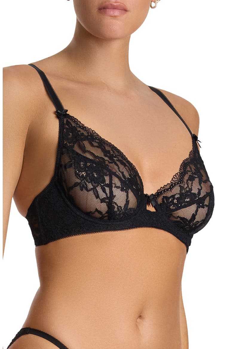 x Lexi Wood Stephanie Lace Underwire Bra, Alternate, color, BLACK