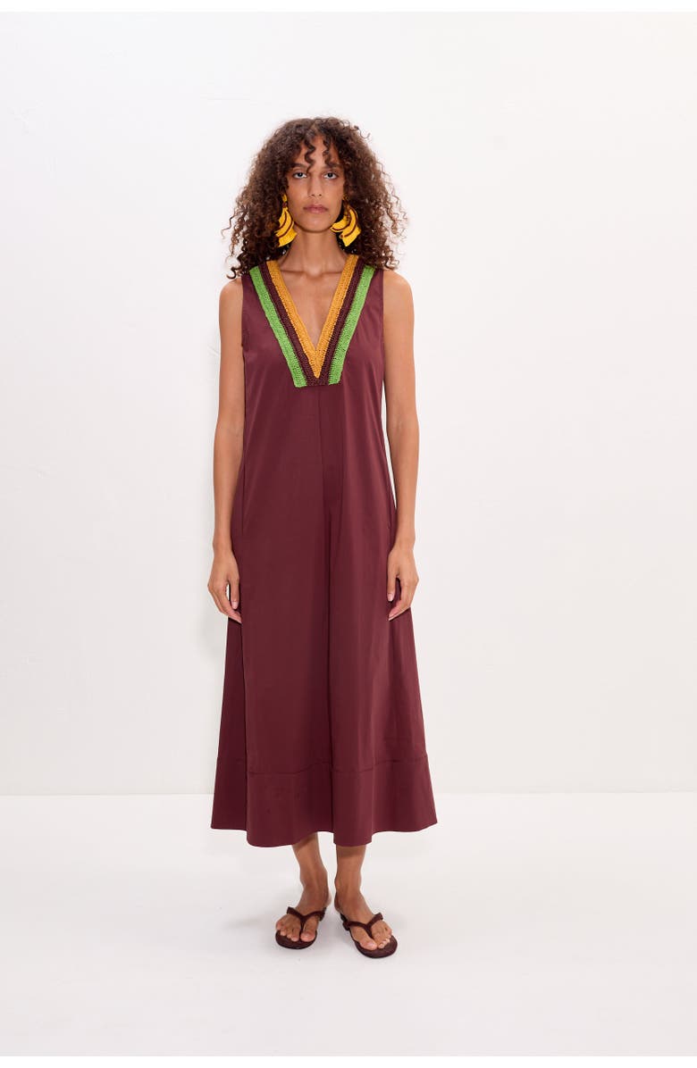 SIMONMILLER Mar Crochet Poplin Midi Dress, Alternate, color, Choco Brown