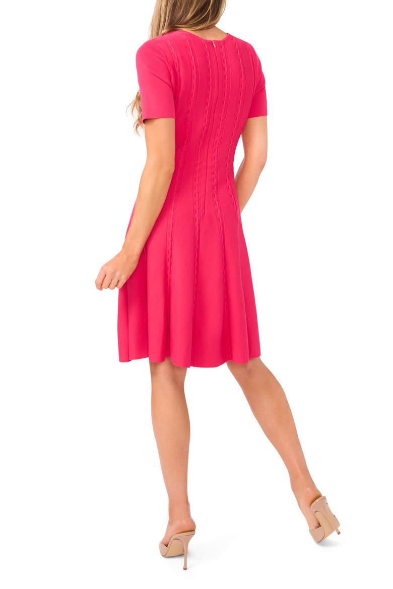 Ella Ribbon Stitch Fit & Flare Dress, Alternate, color, CRANBERRY JAM