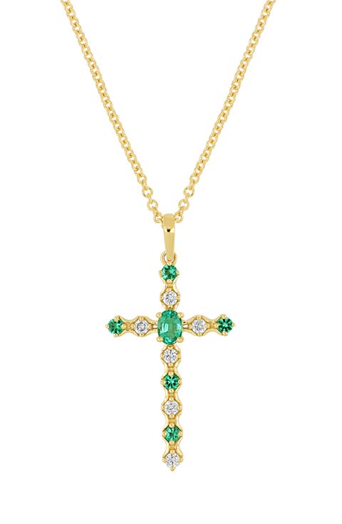 El Mar Diamond & Gemstone Cross Pendant Necklace