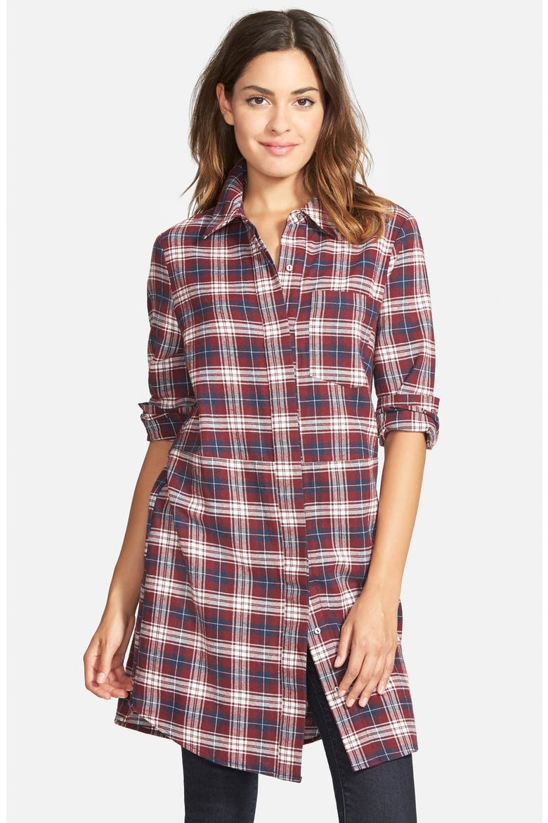 Chloe K Plaid Tunic, Main, color, WINE/ NAVY