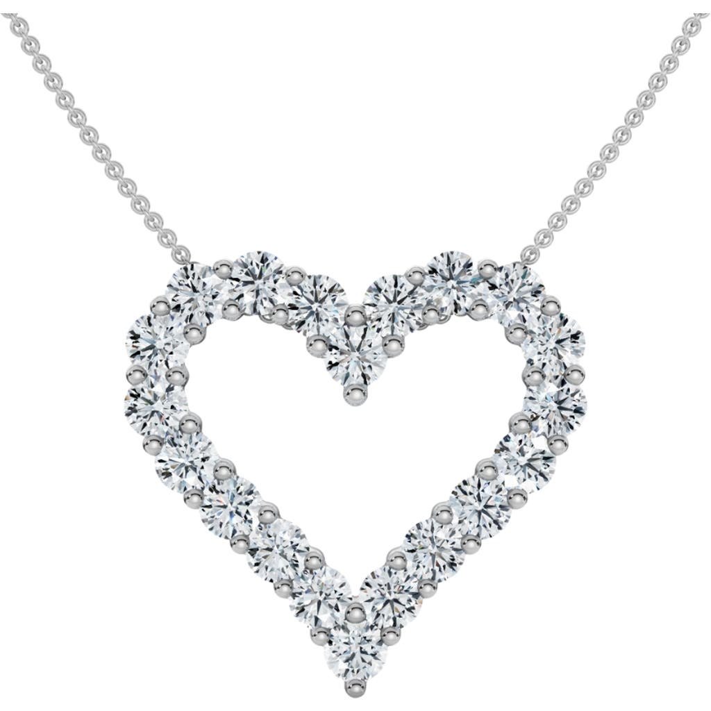 Bliss Diamond 1ct Diamond Heart Pendant 14k Gold Lab Grown 3/4" Tall Necklace In 14k White Gold