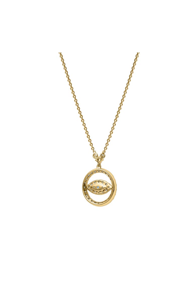LuvMyJewelry Ziva Round Diamond Evil Eye & Blue Topaz Necklace in 14K Gold, Alternate, color, 14K Yellow Gold