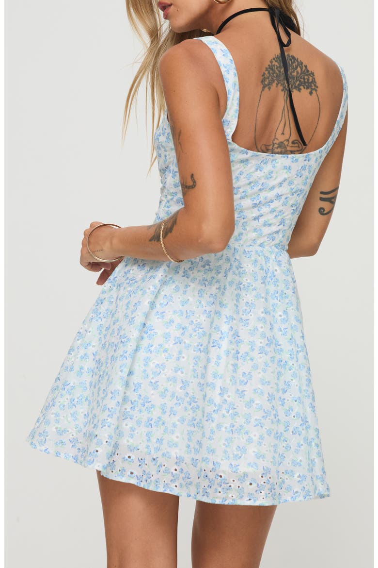 Gozette Broderie Anglaise Mini Sundress, Alternate, color, BLUE FLORAL