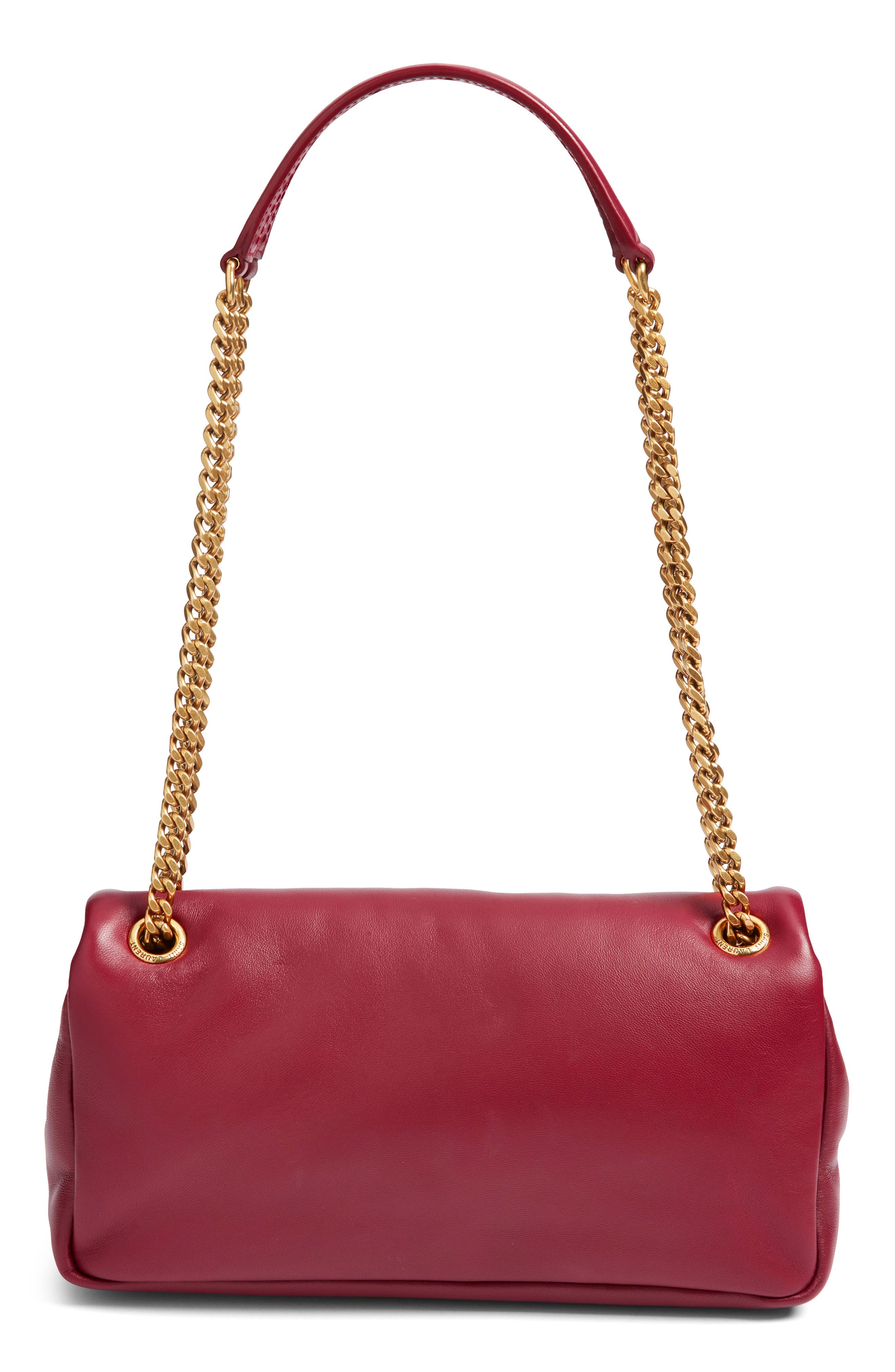 Saint Laurent Calypso Lambskin Leather Shoulder Bag, Alternate, color, Rouge Merlot