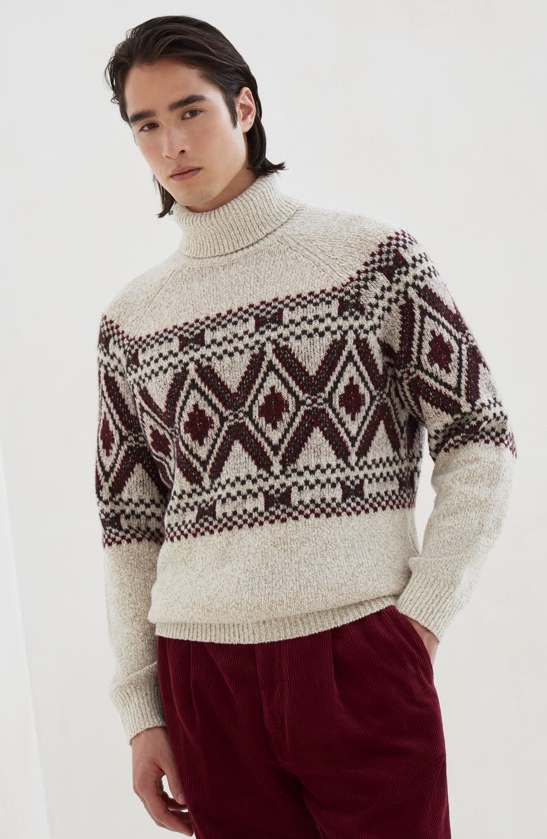 Brunello Cucinelli Jacquard turtleneck sweater, Alternate, color, Ecru