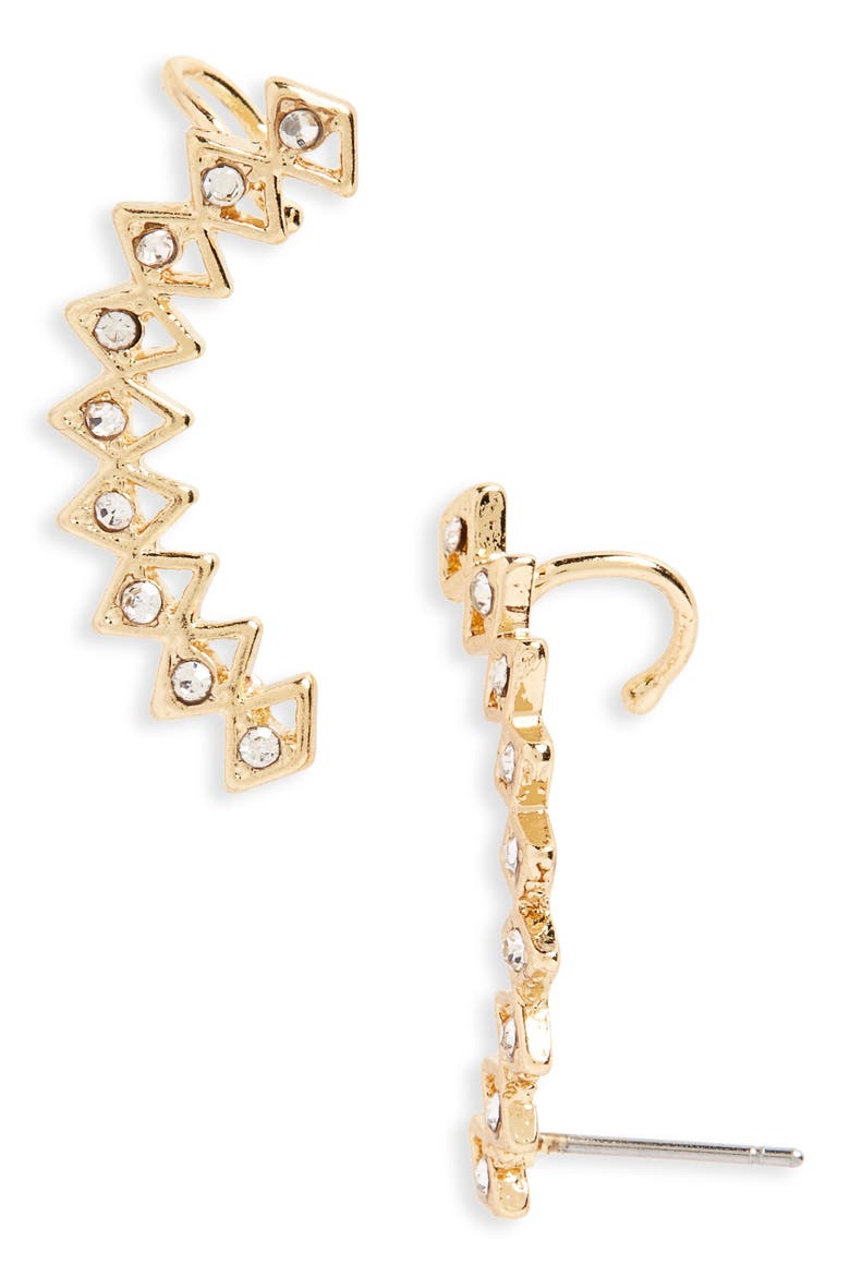 Triangle Ear Crawlers, Main, color, GOLD/ CRYSTAL