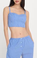 Good American Stripe Crop Poplin Bustier Top