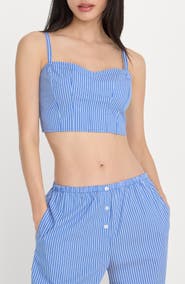 Good American Stripe Crop Poplin Bustier Top