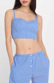 Good American Stripe Crop Poplin Bustier Top