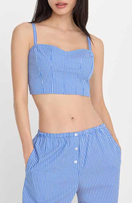Good American Stripe Crop Poplin Bustier Top