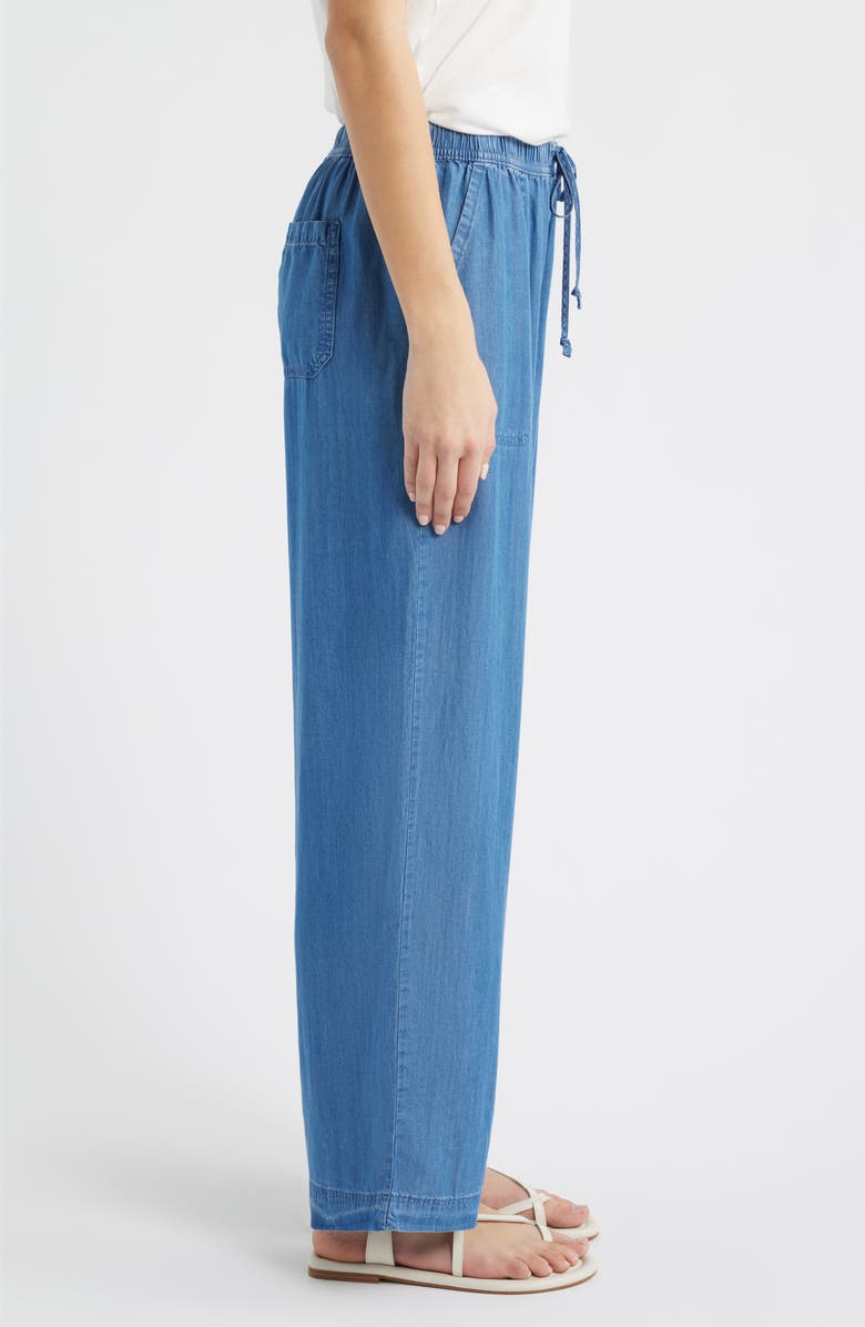 beachlunchlounge Isabeli Chambray Drawstring Pants, Alternate, color, Blue Wash