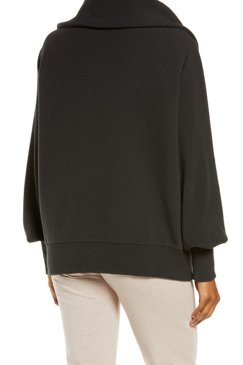 Vine Ottoman Half Zip Pullover, Alternate, color, BLACK