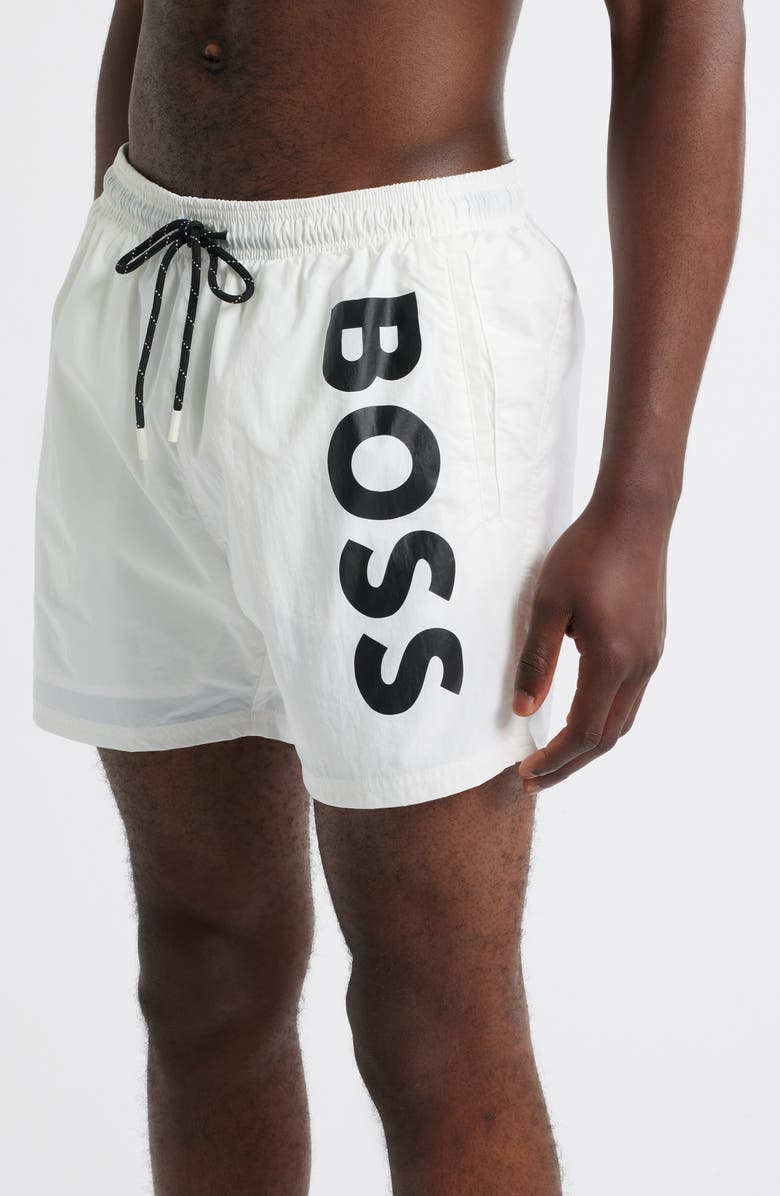 BOSS Octopus Swim Trunks, Alternate, color, White