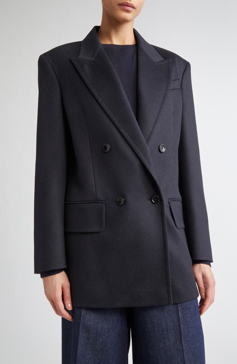 Max Mara Olimpia Double Breasted Camel Hair Blazer, Alternate, color, Ultramarine