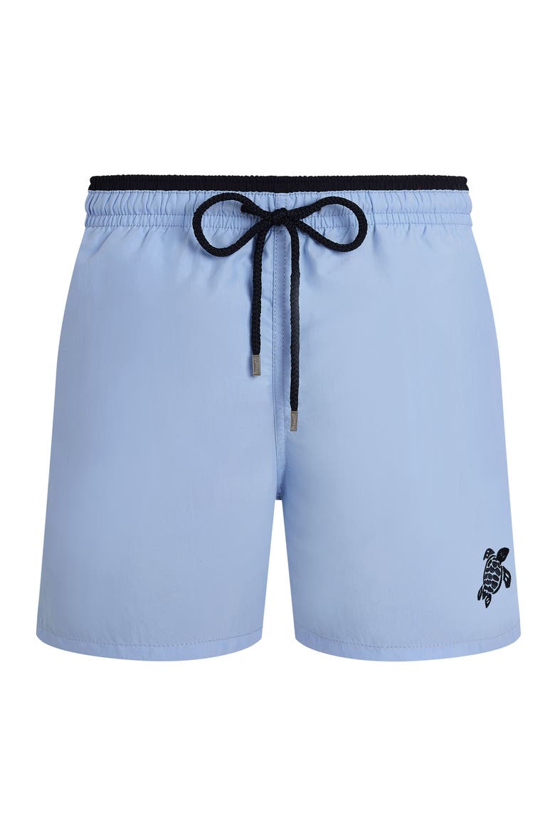Men's Solid Bicolor Length Swim Trunks, Main, color, Flax Flower