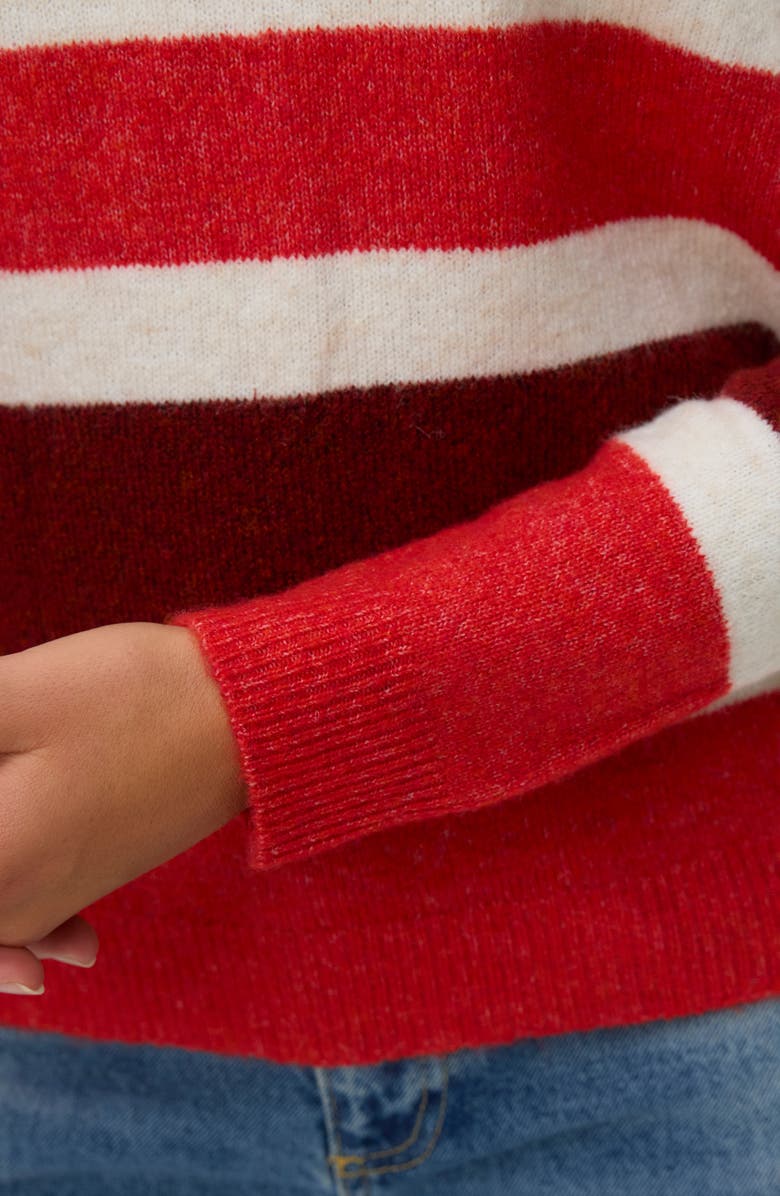 VERO MODA Plaza Colorblock Crewneck Sweater, Alternate, color, Birch Stripes W. Syrah