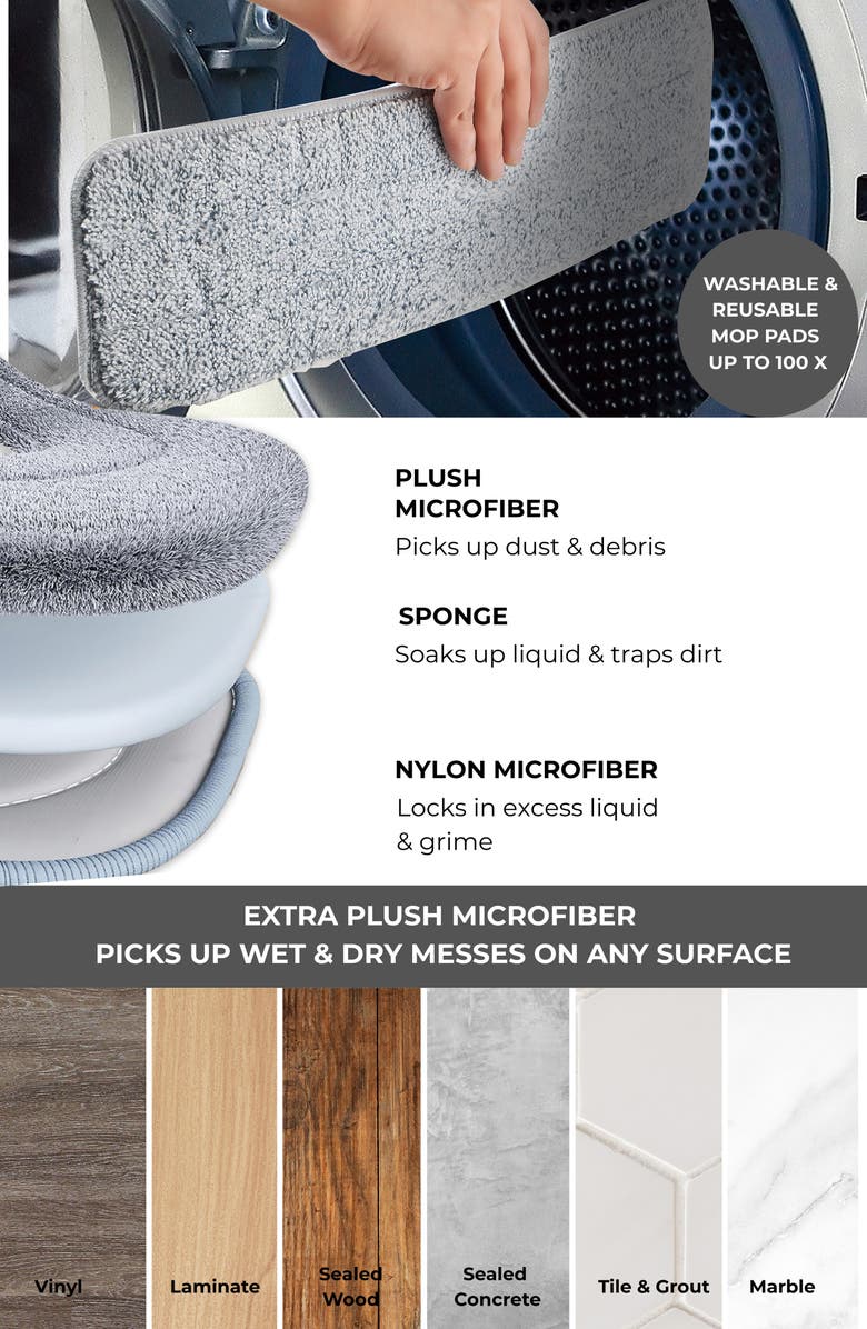 TRUE AND TIDY 4-Pack Microfiber Mop Pad, Alternate, color, Gray