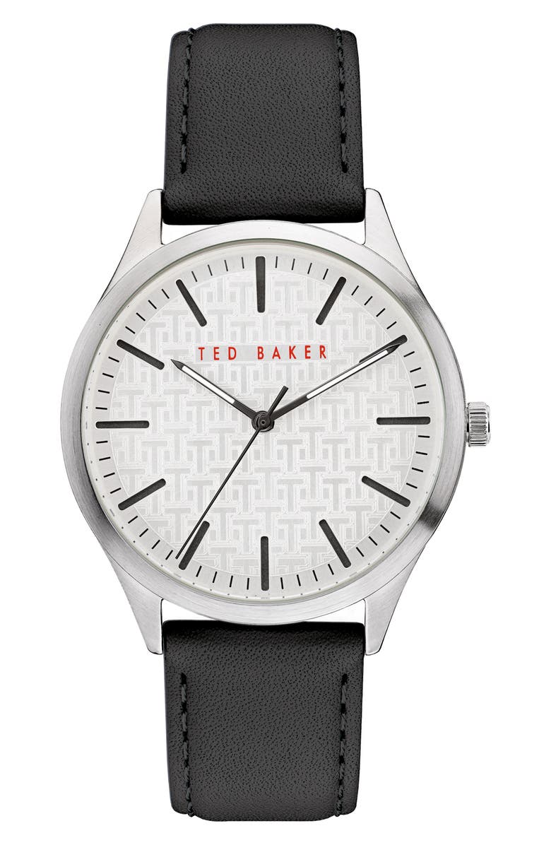 Ted Baker London Manhatt Leather Strap Watch, 40mm, Main, color, 