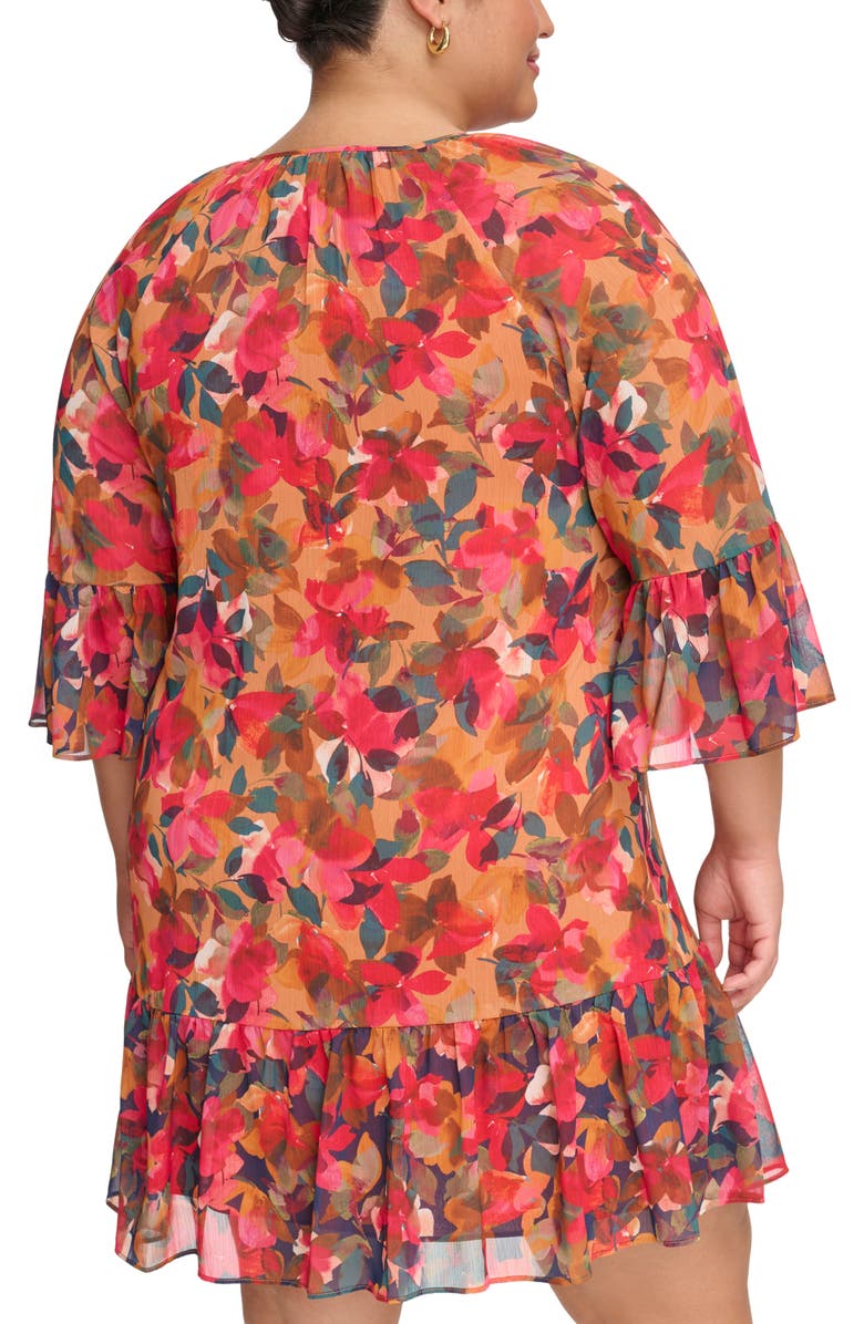 Vince Camuto Printed Chiffon Shift Dress, Alternate, color, Red/ Rust