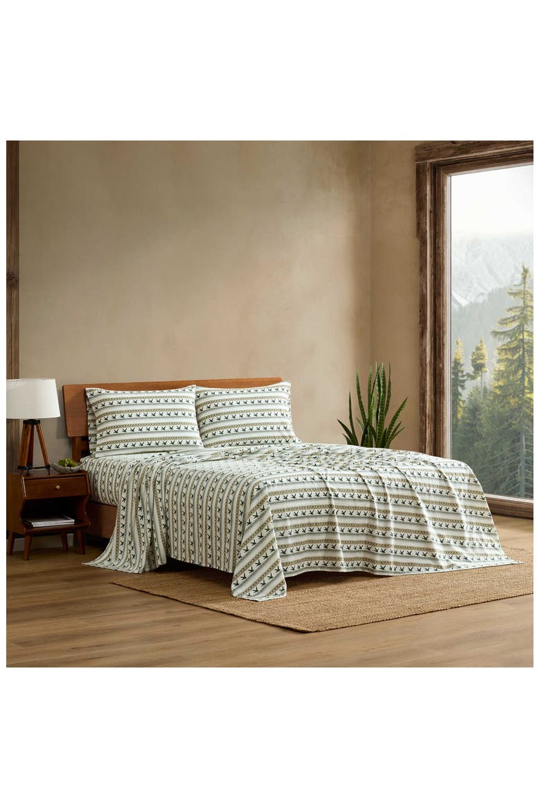 Goose Sweater Cotton Sheet Set, Alternate, color, OFF WHITE/ EVERGREEN
