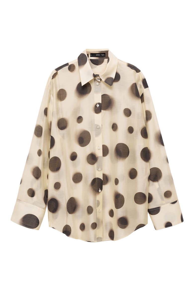 Polka Dot Button-Up Shirt, Alternate, color, ECRU