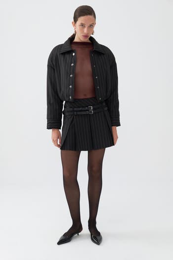 Nocturne Double Belted Pleated Mini Skirt | Nordstrom
