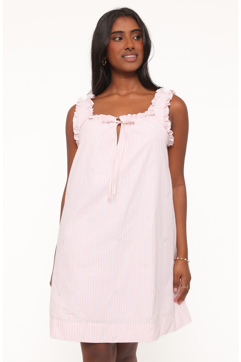 Olivienne Striped Cotton Minidress, Alternate, color, PINK STRIPE