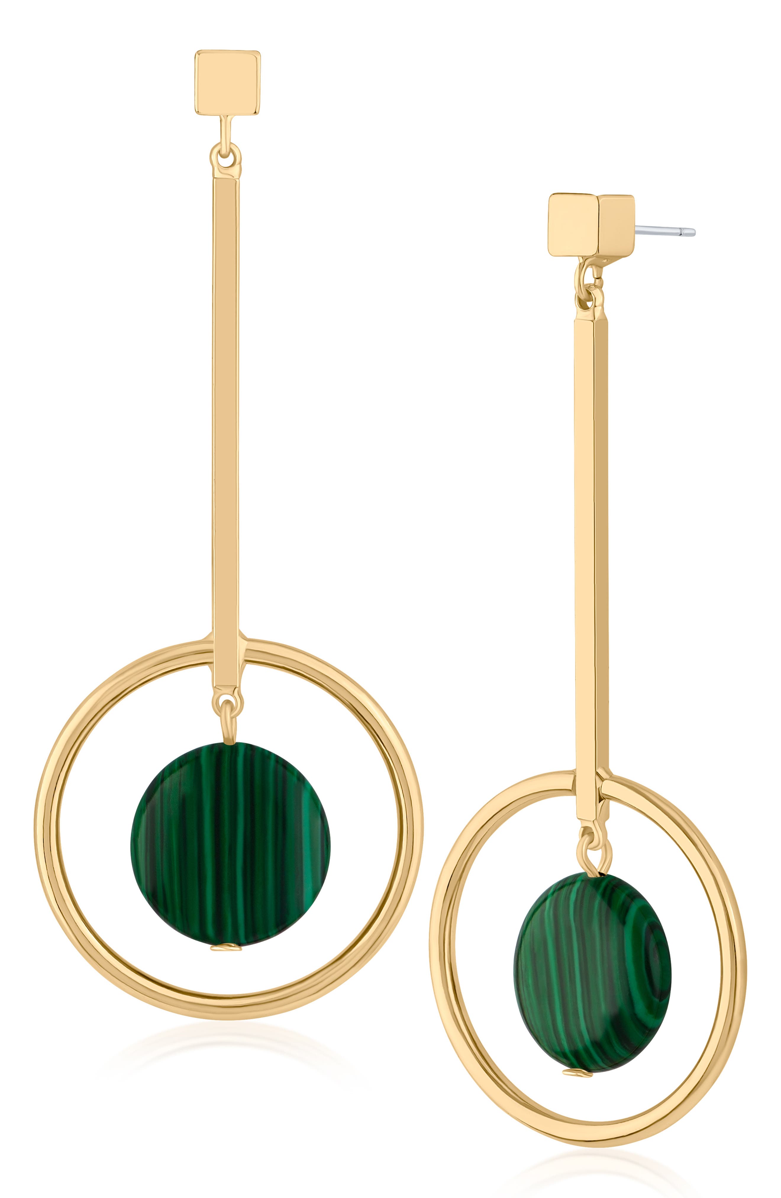 JARDIN Malachite Hoop Drop Earrings