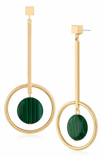 JARDIN Malachite Hoop Drop Earrings