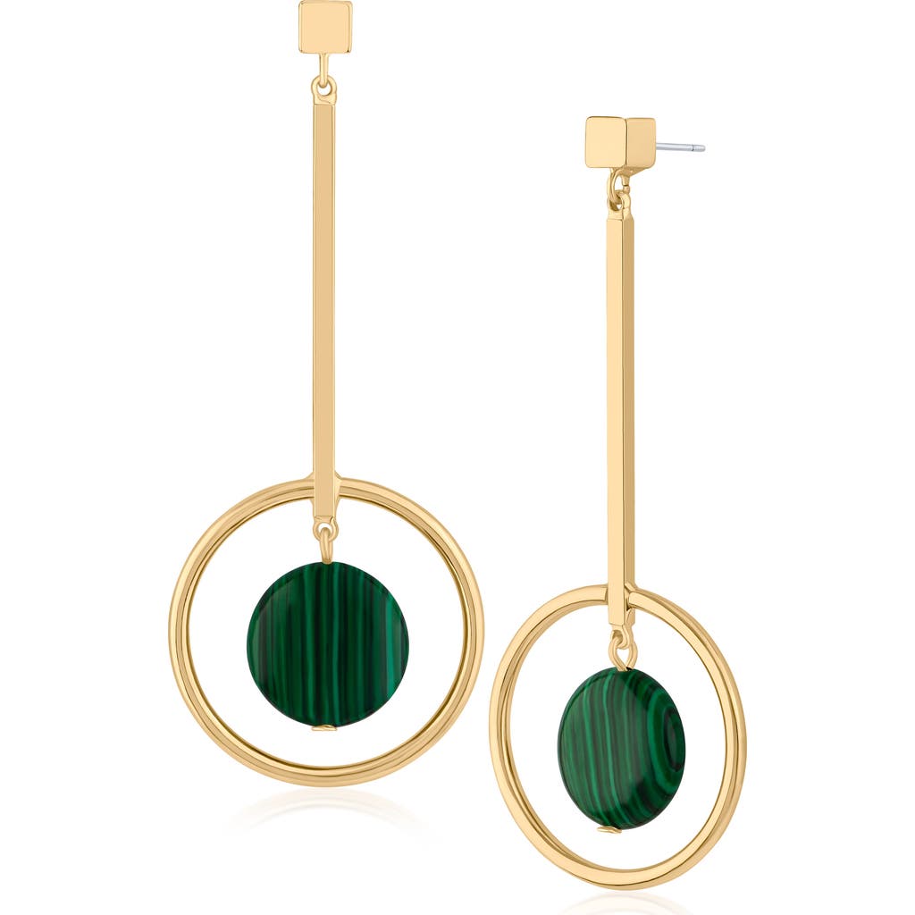 Jardin Malachite Hoop Drop Earrings In Gold