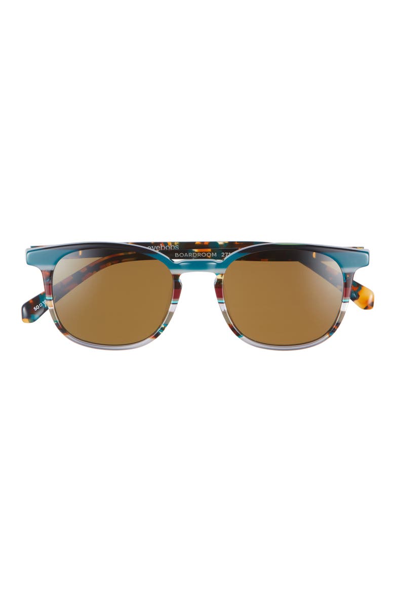 Boardroom 49mm Polarized Square Sunglasses, Main, color, TEAL TORTOISE