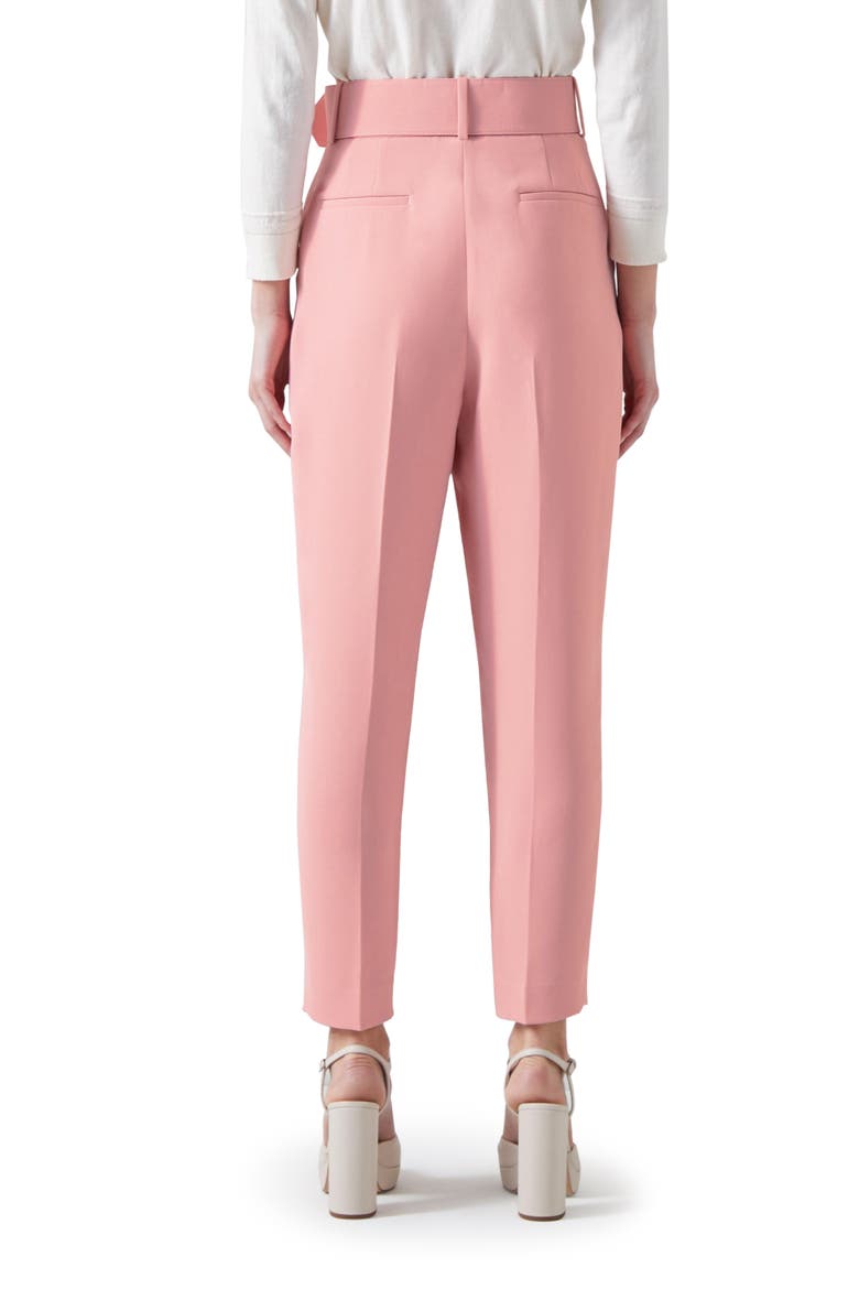 Tabitha Belted High Waist Ankle Crepe Pants, Alternate, color, ROSE
