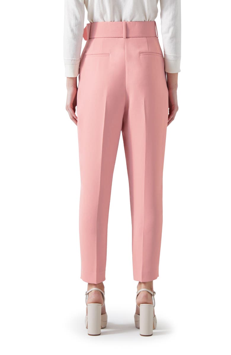 LK Bennett Tabitha Belted High Waist Ankle Crepe Pants, Alternate, color, 