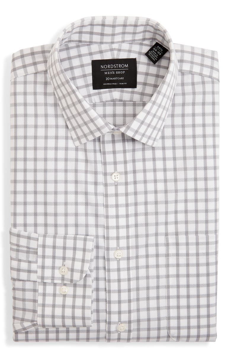 Nordstrom Men's Shop Smartcare Trim Fit Plaid Dress Shirt, Alternate, color, 