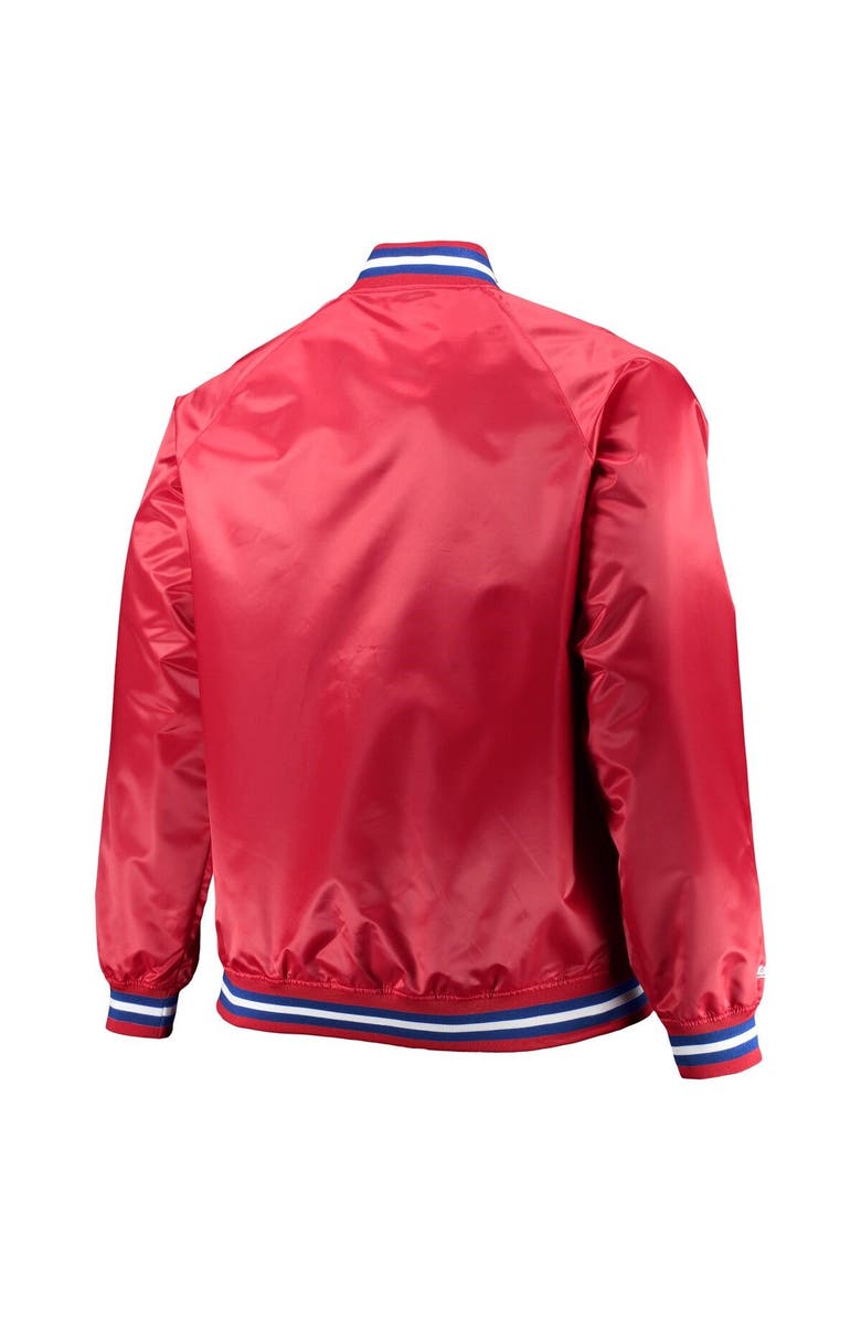 Mitchell & Ness Men's Mitchell & Ness Red Philadelphia 76ers Big & Tall Hardwood Classics Raglan Satin Full-Snap Jacket, Alternate, color,